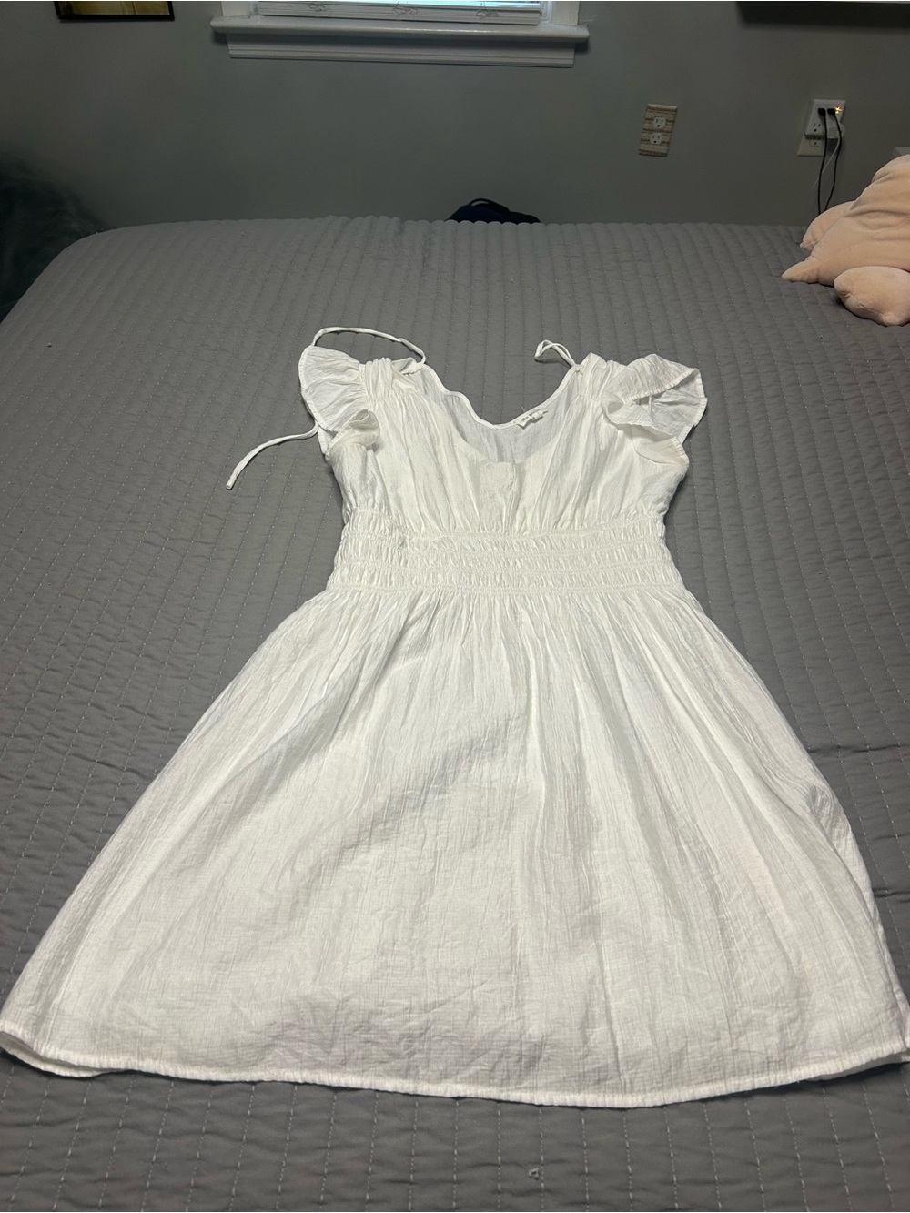 Blu Pepper White Cotton Smocked Waist Sundress